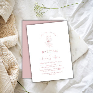 Convites Batismo da Menina de Natal da Flor Rosa Dusty