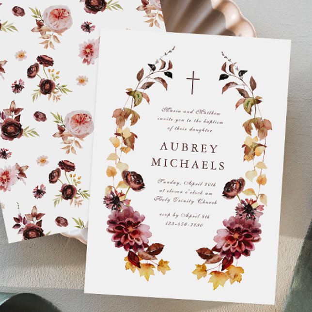 Convites Batismo da Menina Simples da Cruz bonito (Criador carregado)