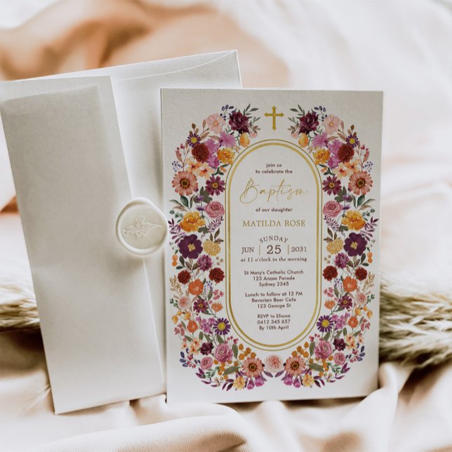 Convites Batismo da Terra do Jardim de Flores Brancas e Bri (Criador carregado)