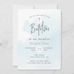 Convites Batismo das Nuvens de Aquarela Moderna