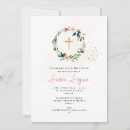 Convites Batismo das Rosas Rosa Pálidas H2 Elegante do Arts