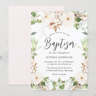 Convites Batismo de Blush do Wonderland, Wonderland, de inv