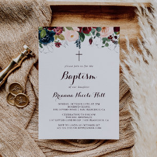 Convites Batismo de Caligrafia Ilustrada por Aquarela