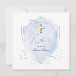 Convites Batismo de Crest de Ceste Azul Claro Elegante