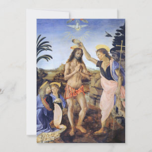Convites Batismo de Cristo por Verrocchio, Leonardo da Vinc