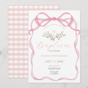 Convites Batismo de flores silvestres do Arco rosa
