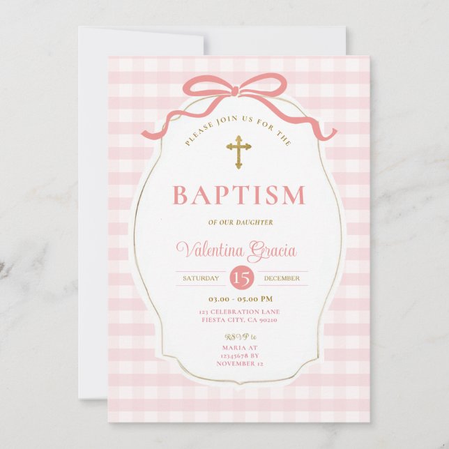 Convites Batismo de Frame Border Girl (Frente)