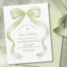 Batismo de Laço Verde Elegante