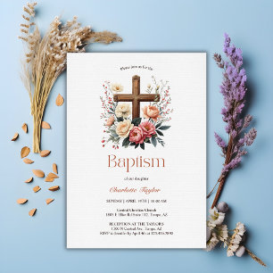 Convites Batismo de Menina Católica Elegante Personalizada