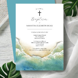 Convites Batismo de Praia Invitações Aquarela