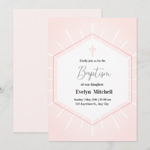 Convites Batismo delicioso, cor-de-rosa e branco