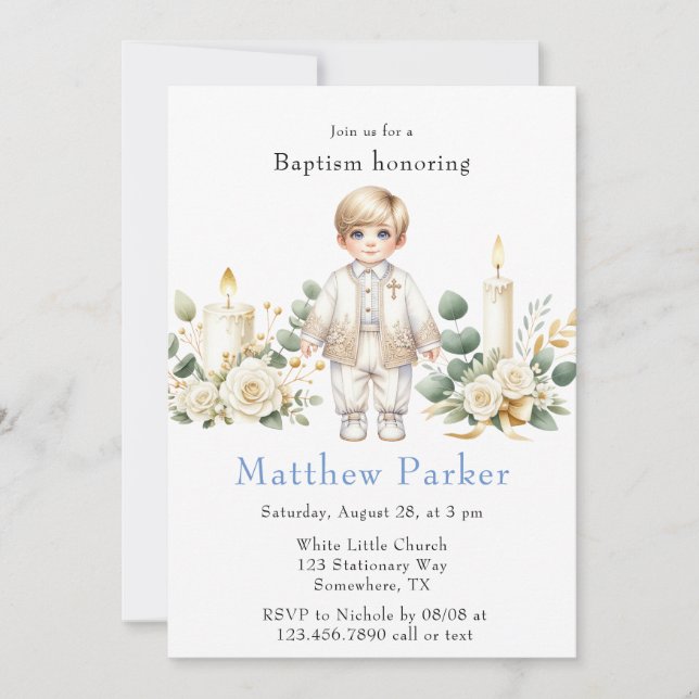 Convites Batismo do Cartoon das Velas Greeneradas (Frente)