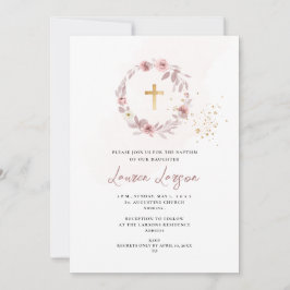 Convites Batismo dos Rosas de Rosa H2 Dusty do ArtsApp Eleg