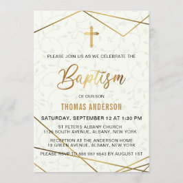 Convites Batismo Dourado Clássico Vintage