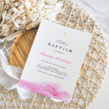 Batismo Dourado e Christening de Tinta Rosa Elegan