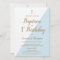 Batismo Dourado e primeiro aniversario azul-chic