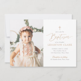 Convites Batismo Dourado e rosa elegante