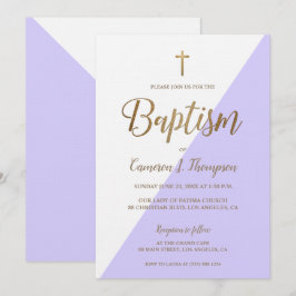 Convites Batismo Dourado e Roxo Simples