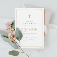 Batismo e Batizado Elegante com Cruz Dourada