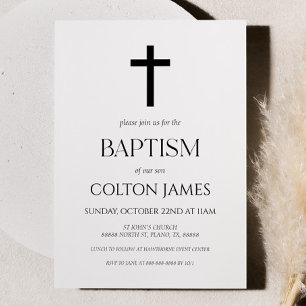 Convites Batismo Elegante Básico Mínimo e Simples