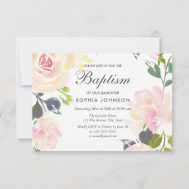 Convites Batismo Elegante Botânico de Garota Floral Convida