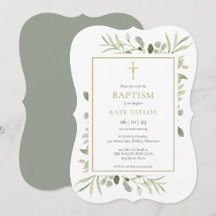 Convites Batismo Elegante com Verdura