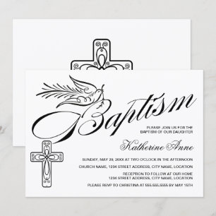 Convites Batismo Elegante de Caligrafia