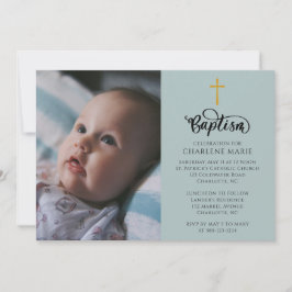 Convites Batismo Elegante para Bebês Convide com Foto e Cru