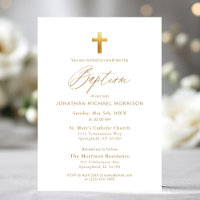 Batismo Elegante Típico Cruzado Dourado