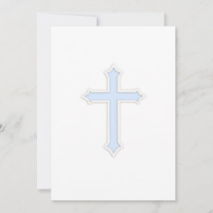 Convites Batismo "Embossed" Cross Blue