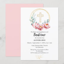 Batismo Espanhol Invitation Girl, Floral