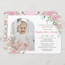 Batismo Floral Branco Cor-de-rosa Foto do Arco de