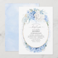 Batismo Floral Branco e Azul Dusty
