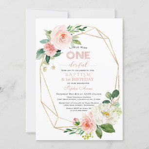Convites Batismo Floral Branco Elegante e Primeiro Anivers