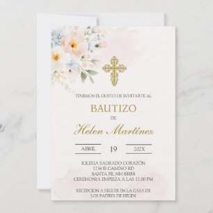 Convites Batismo floral corajoso espanhol