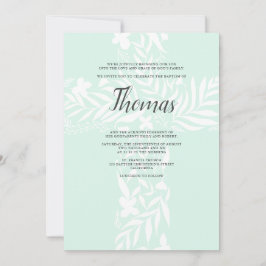Convites Batismo floral cristão verde-hortelã
