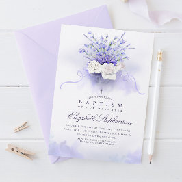 Convites Batismo Floral das Lavandas Roxas