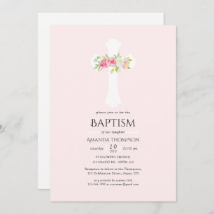 Convites Batismo Floral de Aquarela ou Christening