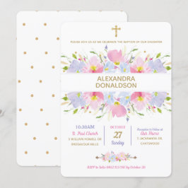 Convites Batismo Floral de Christening Girl