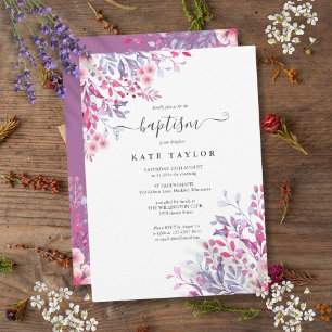 Convites Batismo Floral de Lavanda