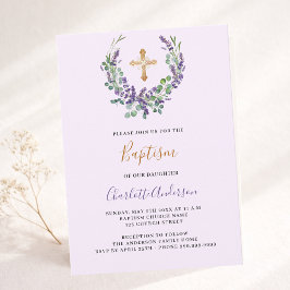 Convites Batismo floral de lavanda violeta