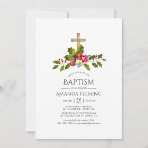 Convites Batismo Floral de Natal ou Natal