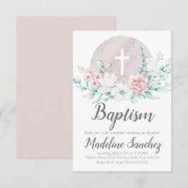 Convites Batismo Floral de Primavera em Aquarela Dedicação 