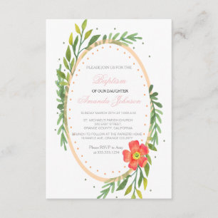 Convites Batismo Floral Elegante/Convite Cristal
