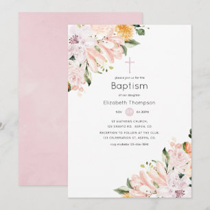 Convites Batismo Floral Pastel