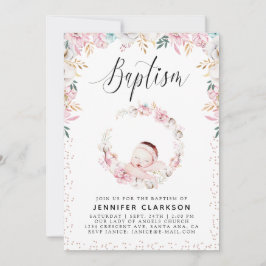 Convites Batismo Floral Recém-nascido
