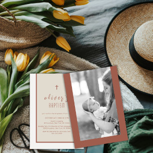 Convites Batismo Fotográfico da Cruz Moderna do Tom Tone