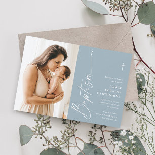 Convites Batismo Fotográfico de Meninos Elegantes Modernos