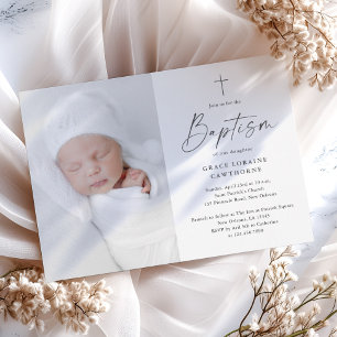 Convites Batismo Fotográfico Neutro por Sexo Moderno