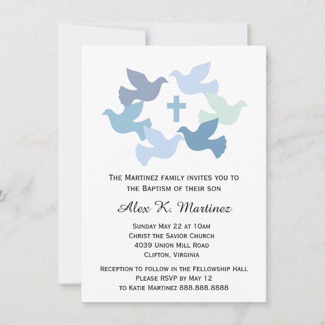 Convites Batismo Menino Dedicação dos Meninos Primeira Sagr (Frente)